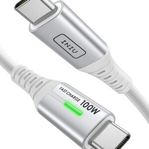 INIU USB C Kabel, 100W [2m] PD3.0 Schnellladekabel USB C auf USB C, Nylon Geflochten Ladekabel USB-C Ladegerät für iPhone 16 15 Pro Samsung Galaxy S23 S22 S21 Pixel 7 iPad Pro MacBook Air Tablets usw.