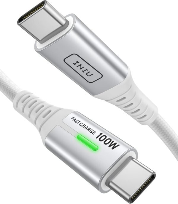 INIU USB C Kabel, 100W [2m] PD3.0 Schnellladekabel USB C auf USB C, Nylon Geflochten Ladekabel USB-C Ladegerät für iPhone 16 15 Pro Samsung Galaxy S23 S22 S21 Pixel 7 iPad Pro MacBook Air Tablets usw.